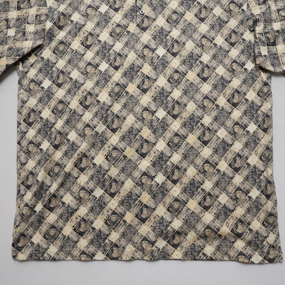 Haggar Golf Polo Shirt Men XL Beige Black Golf Club Print Short Sleeve Cotton - Picture 4 of 15